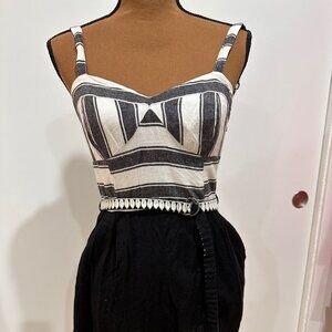 Black and White patterned Jumper with Scallop Edge Shorts